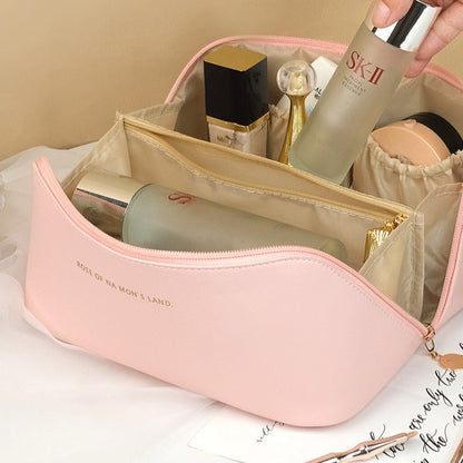 Travel Cosmetic Bag Rose Powder in use