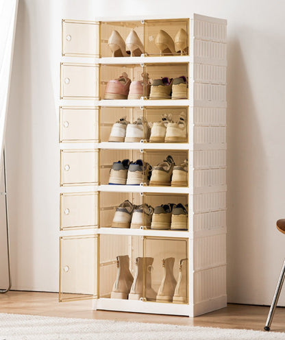 Folding Shoe Rack in use